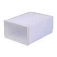 thumbnail image 1 of LACKUST Clear Plastic Shoe Box White - Large Stackable Flip-Top Shoe Storage Organizer for Closet, Stackable Sneaker Storage Container 33x23x14cm, 1 of 6