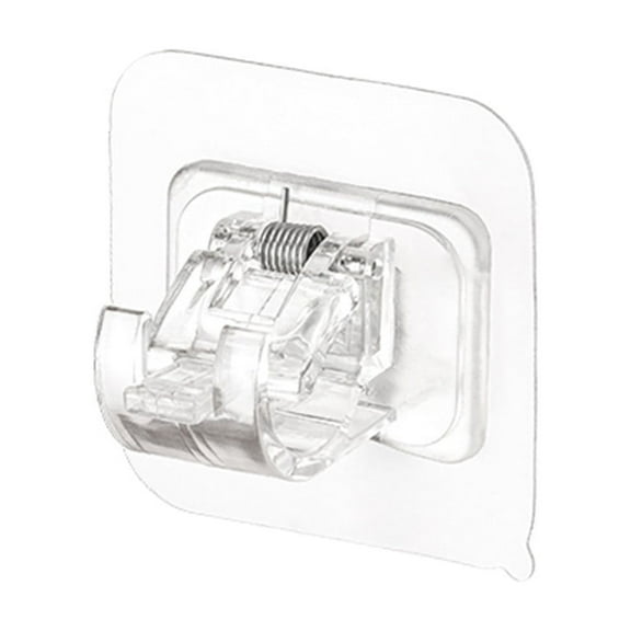 LACKUST Curtain Hook Clearance,2Pc Punch- Pole Hook Towel Bar Clip Curtain Rod Hanger Bracket Fixing Clip,Clear
