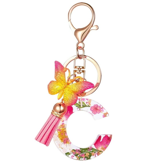 LACKUST Customizable Initial Letter Keychains,Clearance Keychains Rings for Keys for Men Women for Car,Personalized Gifts,C