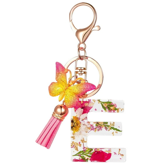 LACKUST Customizable Initial Letter Keychains,Clearance Keychains Rings for Keys for Men Women for Car,Personalized Gifts,E