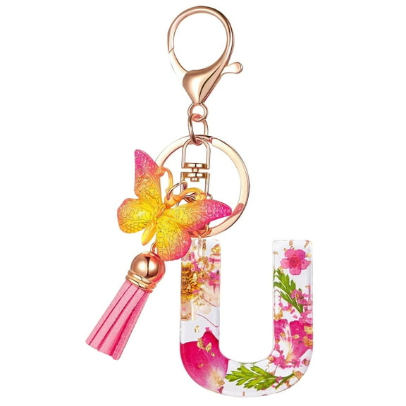 LACKUST Customizable Initial Letter Keychains,Clearance Keychains Rings for Keys for Men Women for Car,Personalized Gifts,U