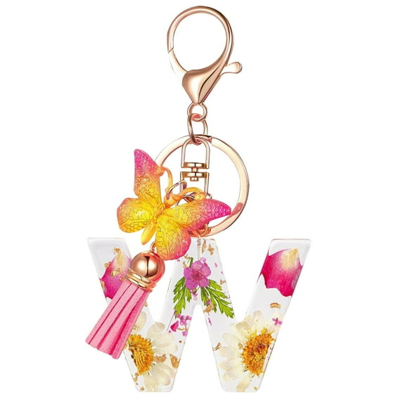 LACKUST Customizable Initial Letter Keychains,Clearance Keychains Rings for Keys for Men Women for Car,Personalized Gifts,W