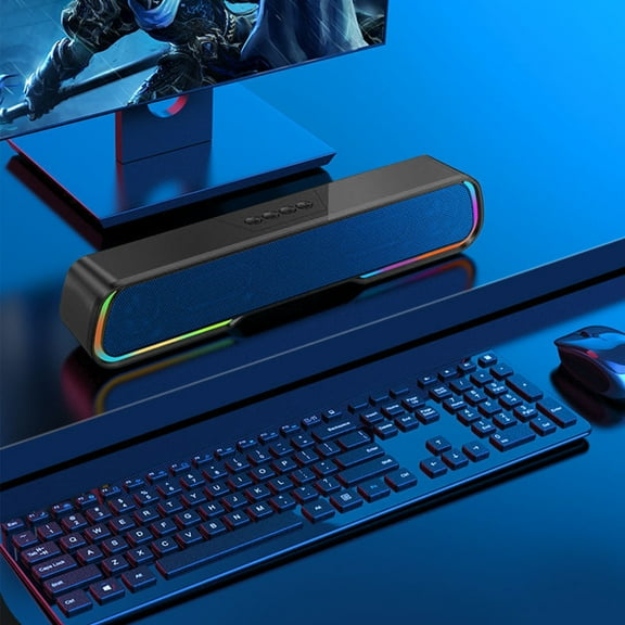 LACKUST Desktop Long RGB Cool Lights Light Up Bluetooth Sound HIFI Sound Quality High Power Subwoofer,Black