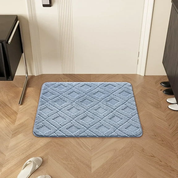 LACKUST Diamond Pattern Absorbent Bathroom Rugs - Easy Wash, Household Bathroom Toilet Mats and Rug,23.6x15.7in,Blue