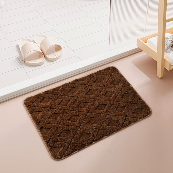 LACKUST Diamond Pattern Absorbent Bathroom Rugs - Easy Wash, Household Bathroom Toilet Mats and Rug,23.6x15.7in,Brown