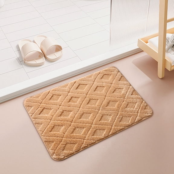 LACKUST Diamond Pattern Absorbent Bathroom Rugs - Easy Wash, Household Bathroom Toilet Mats and Rug,23.6x15.7in,Yellow