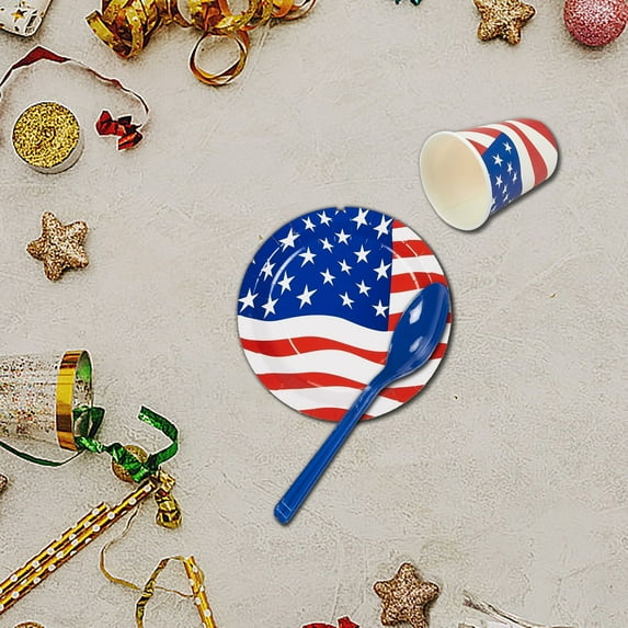 LACKUST Disposable Party Supplies Dinnerware Set for Birthday Wedding,4th of July Party Supplies Set - Disposable Paper Cups, Tissue, Cutlery, Tableware Decorations