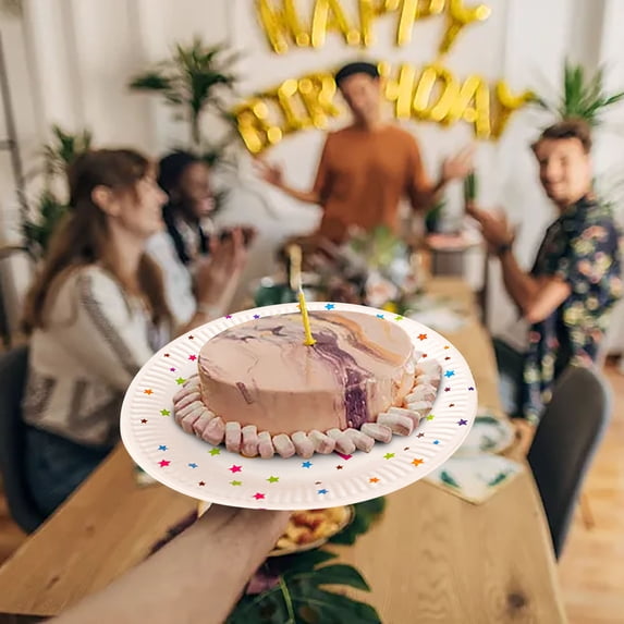 LACKUST Disposable Party Supplies Dinnerware Set for Birthday Wedding,Birthday Party Disposable Paper Plates Cups, Colorful Balloons Tablecloth, Picnic Set