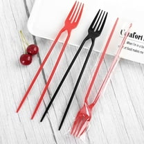 LACKUST Disposable Party Supplies Dinnerware Set for Birthday Wedding,Portable 10-piece Black Red Disposable Plastic Chopsticks Forks - Multifunctional Tableware