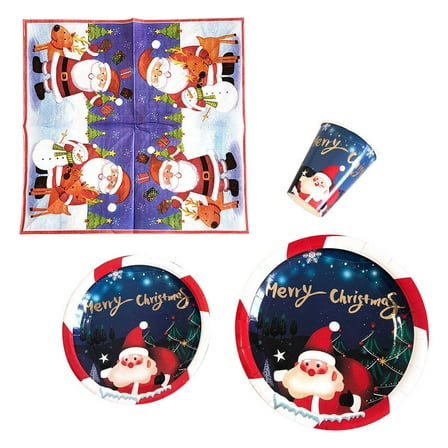 LACKUST Disposable Party Supplies Dinnerware Set for Birthday Wedding,Christmas Disposable Dinnerware Set - Supplies for 8 Guests