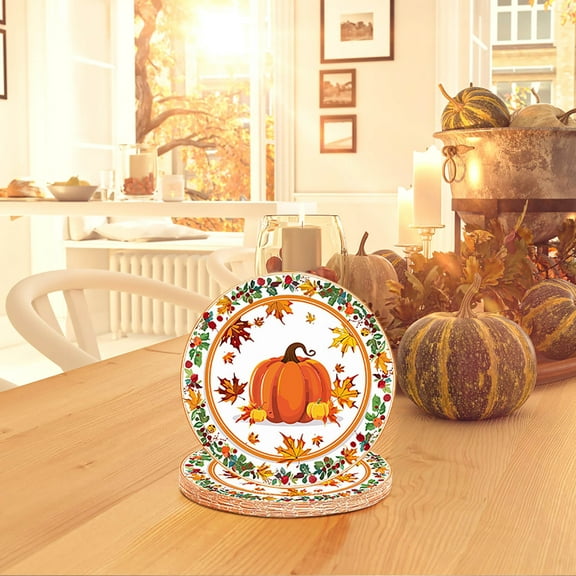 LACKUST Disposable Party Supplies Dinnerware Set for Birthday Wedding,Thanksgiving Theme Party Tableware Set - Disposable Decorative Paper Set