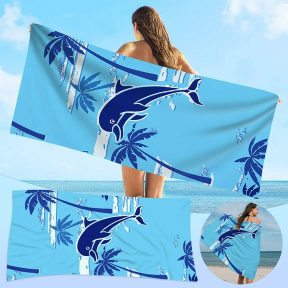LACKUST Dolphin Print Beach Towel - Quick-Dry Lightweight 70x150cm Microfiber for Pool & Beach