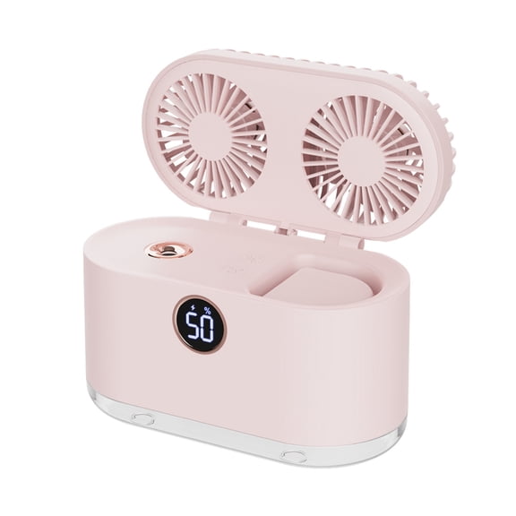 LACKUST Double Spray Fan - Intelligent Digital Display Conditioner,Portable Air Conditioners Fan,Desk Air Conditioner for Office Bedroom,Pink