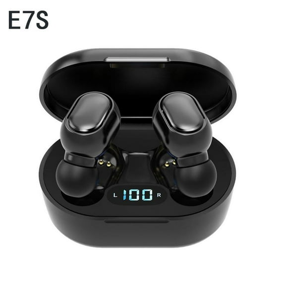 LACKUST E7S Binaural Gaming Headset,Clearance Noise Cancelling Bluetooth Headphones for Kids,Bluetooth 5.0,Battery Display,Mini In-ear,Macaron Color,Black