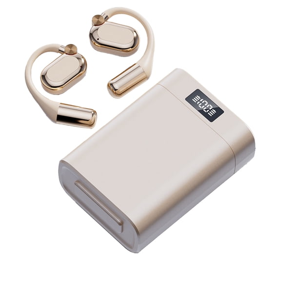 LACKUST Ear Hook Open Ear Bluetooth 5.4 Sport Earbuds - Waterproof with 1800mAh Power Bank & LED Flashlight, Beige