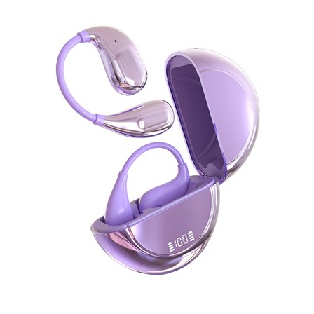 LACKUST Ear Hook True Wireless Earbuds, Bluetooth 5.4, Low Latency, Long Battery Life, Sports Headphones with Type-C Fast Charging, Purple