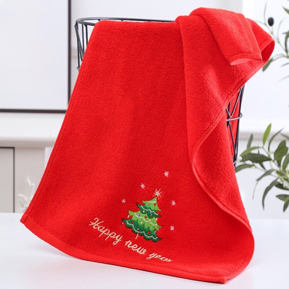 LACKUST Face Towels and Washcloths,Christmas Towel Gift - Cotton Face Towel with Red Santa Claus Design - Perfect for Adults,Red