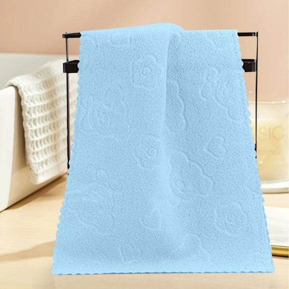 LACKUST Face Towels and Washcloths,Five-color Bear Embossed Plain Face Towel - Soft and Absorbent for Bathing and Cleansing,Blue