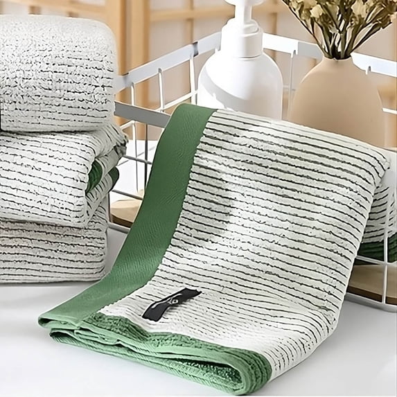 LACKUST Face Towels and Washcloths,Long Staple Cotton Bath Towels - Absorbent, Quick Drying, and Easy to Use,Green