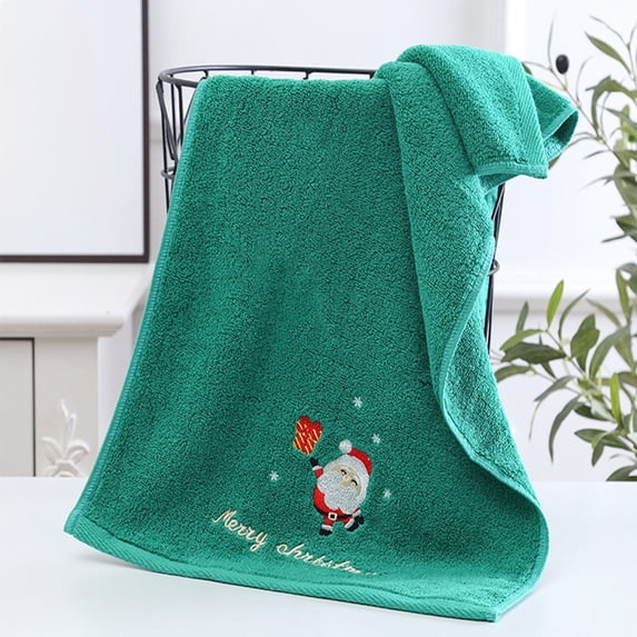 LACKUST Face Towes,Christmas Towel Gift - Cotton Face Towel with Red Santa Claus Design - Perfect for Adults,Green