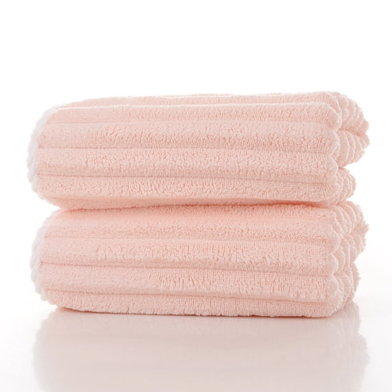LACKUST Face Towes,Solid Color Coral Fleece Towels - Enlarged, Thickened, and Super Absorbent with Lanyard,Pink
