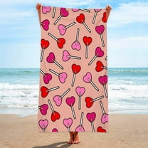 LACKUST Fashion Heart Pattern Microfiber Beach Towel - Oversized 90x180cm, Quick-Dry, Sand-Proof for Beach, Pool, Camping, Family Use