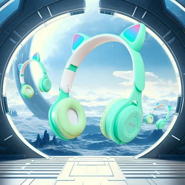 LACKUST Fashionable Luminous Ear Headset,Clearance Noise Cancelling Bluetooth Headphones for Kids,Head-mounted Bluetooth for Style and Comfort,Green