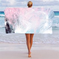 LACKUST Flowing Gold Series Beach Towel - Oversized Polyester Bath Towel for Adults & Kids, 75x150cm