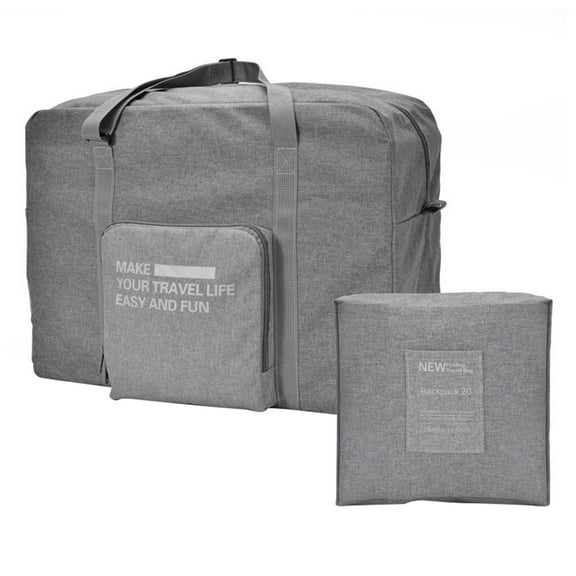 LACKUST Foldable Duffel Bag, Carry On Luggage, Sport & Overnight, For Women & Girls,Gray