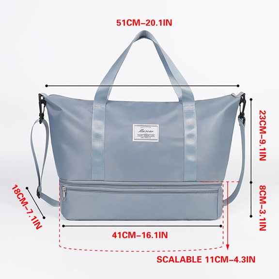 LACKUST Foldable Travel Bag, Shoe Compartment, Short Distance, Storage, Hangable, Business,Blue