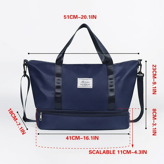 LACKUST Foldable Travel Bag, Shoe Compartment, Short Distance, Storage, Hangable, Business,Navy