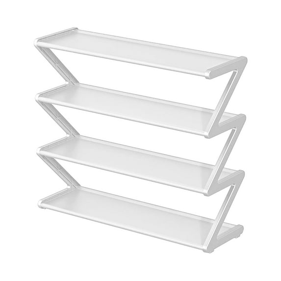 LACKUST Foldable White Plastic Shoe Rack - Space Saving Entryway Shoe Organizer for Dorm Apartment, Easy to Clean Sturdy Shoe Storage