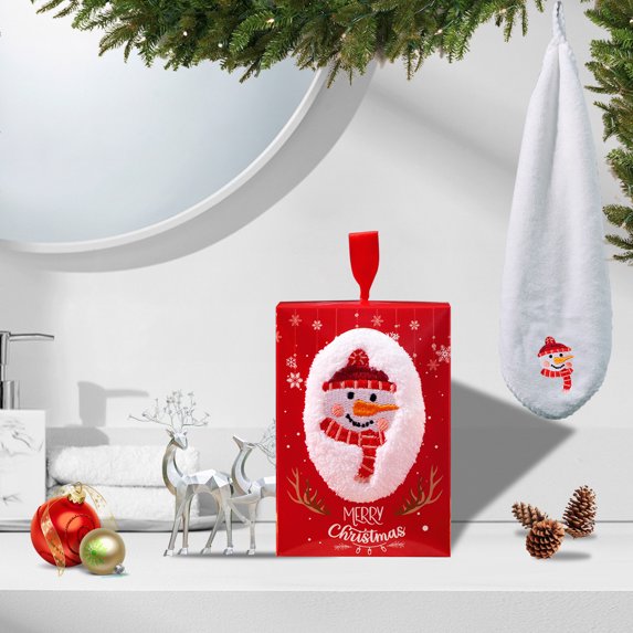 LACKUST Hand Towels for Bathroom,Christmas Hand Towels Set - Decorative Dish Towels with Embroidered Holiday Designs,Orange