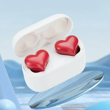 LACKUST Heart Shaped Noise Reduction Bluetooth Earphones,Clearance Noise Cancelling Bluetooth Headphones for Kids,Sports Wireless In-Ear Earphones,Red
