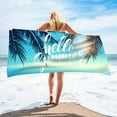 thumbnail image 1 of LACKUST Hello Summer Palm Beach Towel - Lightweight Microfiber for Pool, Picnic, Outdoor (Blue Design), 1 of 6