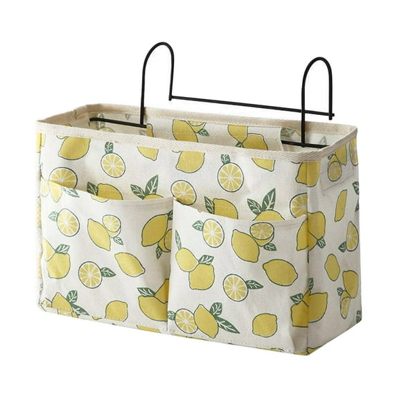LACKUST Home Organization and Storage Hooks Clearance,Hanging Fabric Bedside Storage Bag Dormitory Multi-Functional Sorting Storage Bag Double Hook Multi-Pocket Storage Bag,Yellow
