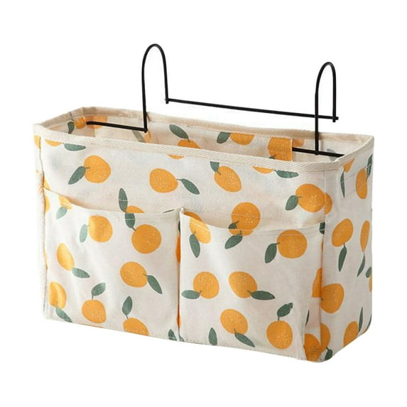 LACKUST Home Organization and Storage Hooks on Sale,Hanging Fabric Bedside Storage Bag Dormitory Multi-Functional Sorting Storage Bag Double Hook Multi-Pocket Storage Bag,Orange
