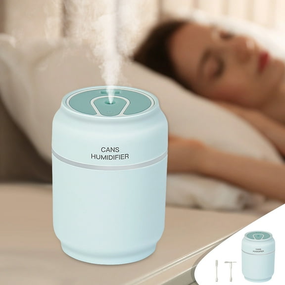 LACKUST Humidifiers for Bedroom,3-in-1 Mini USB Humidifier, Portable Fan with LED Light and Auto Shut-Off for Home, Office, Car, and Yoga,Blue