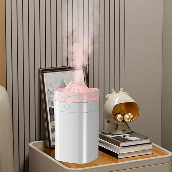 LACKUST Humidifiers for Bedroom,Colorful Volcano Humidifier, Super Fog Mist Spray for Small Bedroom,White