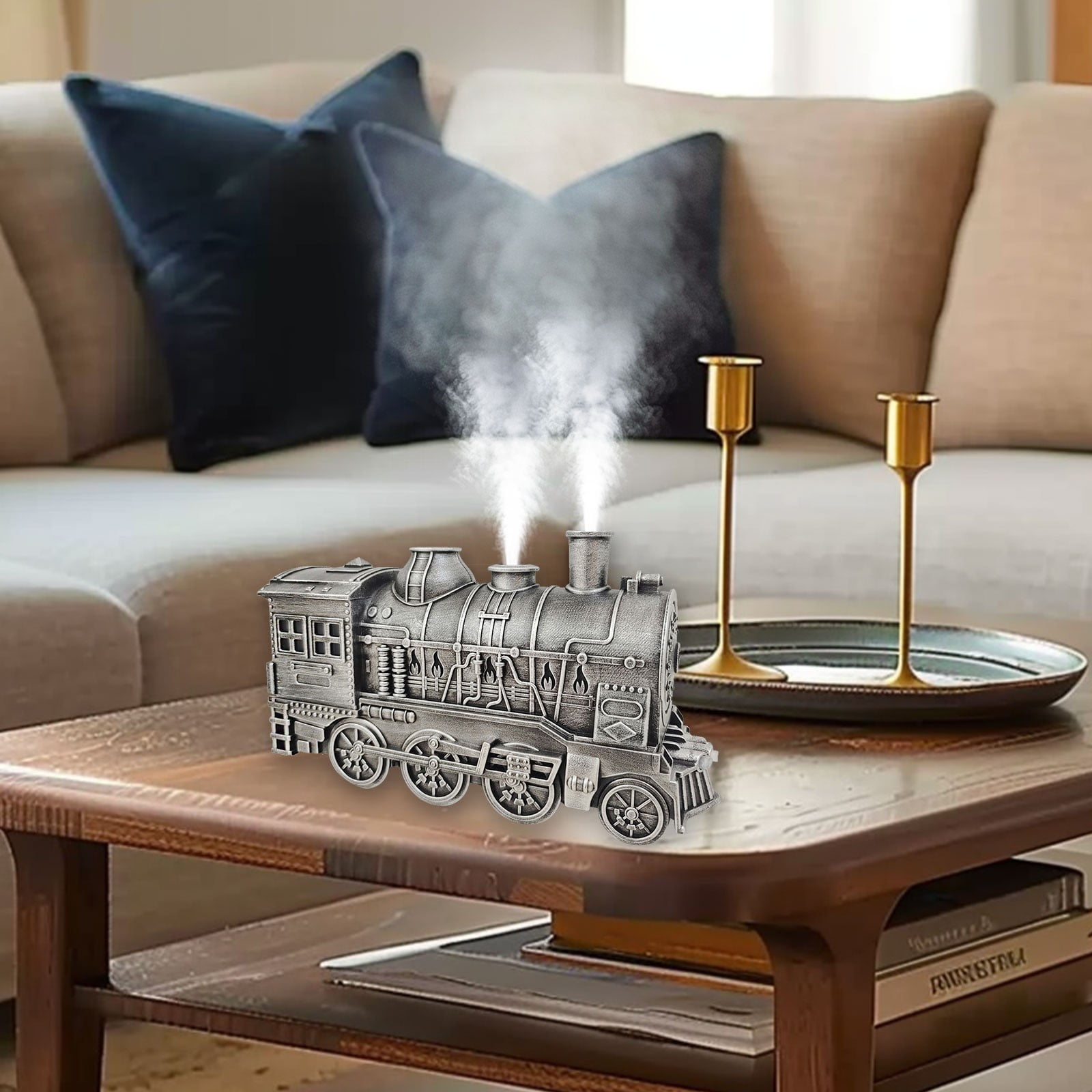 LACKUST Humidifiers for Bedroom,Remote Control Train Coil Humidifier, Aromatherapy Machine for Home and Bedroom,Silver