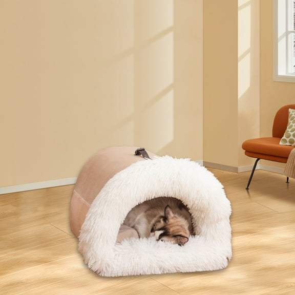 LACKUST Indoor Foldable Dog House,Dog bed for Indoor Clearance,Warm Cat House and Cushioned Puppy Cave for Small to Large Dogs and Cats,Khaki