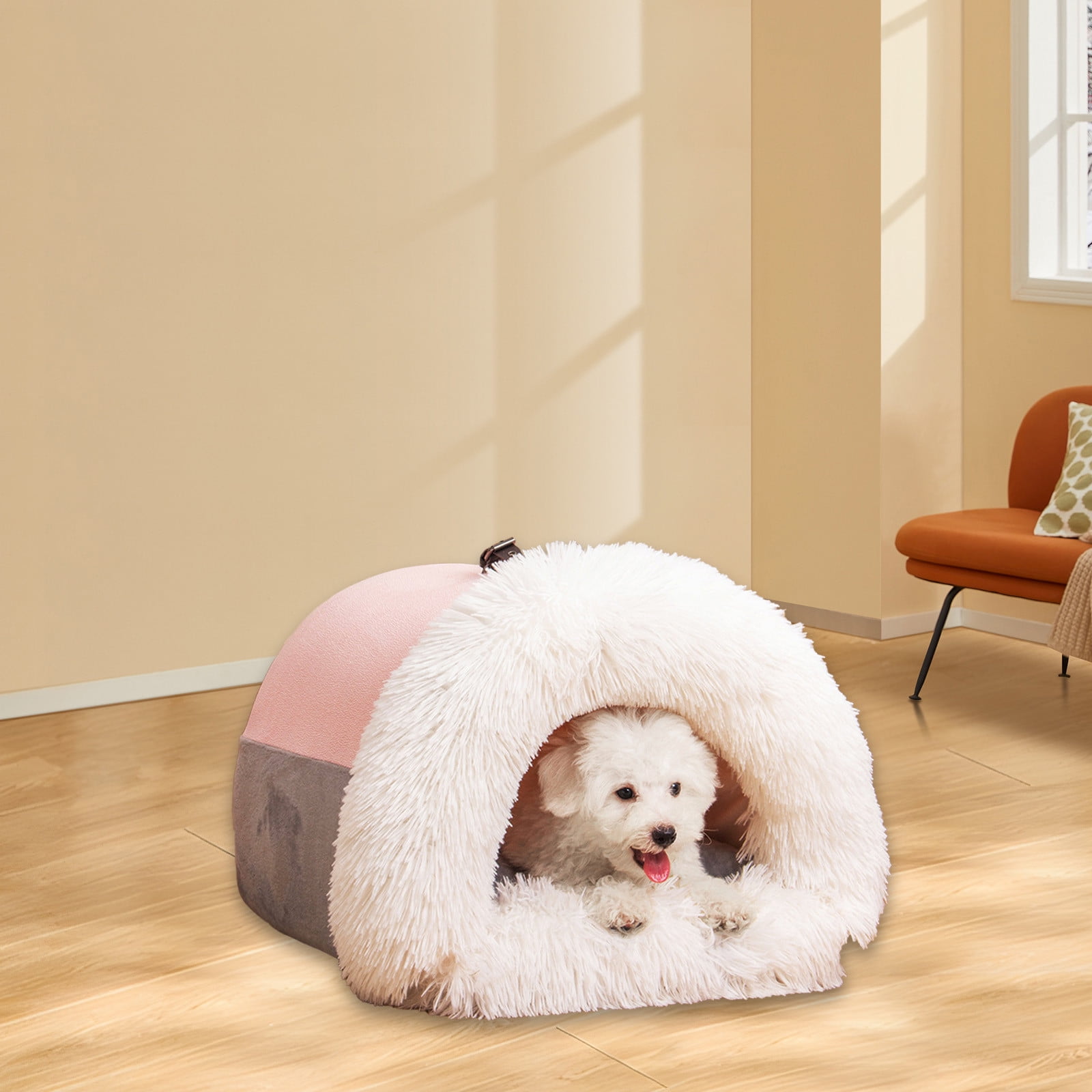 LACKUST Indoor Foldable Dog House,Dog bed for Indoor Clearance,Warm Cat House and Cushioned Puppy Cave for Small to Large Dogs and Cats,Pink