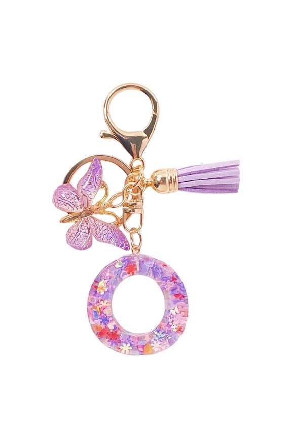 Initial Letter Keychains for Women,Clearance Keychains Rings for Keys for Men Women for Car,Purple Tassel Design,Purple