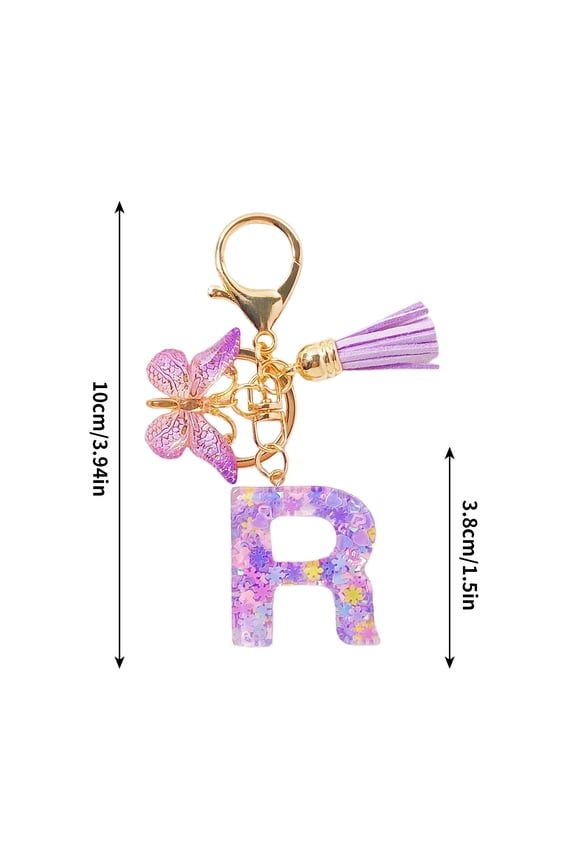 Initial Letter Keychains for Women,Clearance Keychains Rings for Keys for Men Women for Car,Purple Tassel Design,Purple