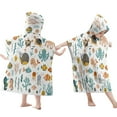 thumbnail image 1 of LACKUST Kids Hooded Cape Beach Towel - Quick-Dry Sand-Proof 60x60cm with Seahorse & Coral Patterns, 1 of 3