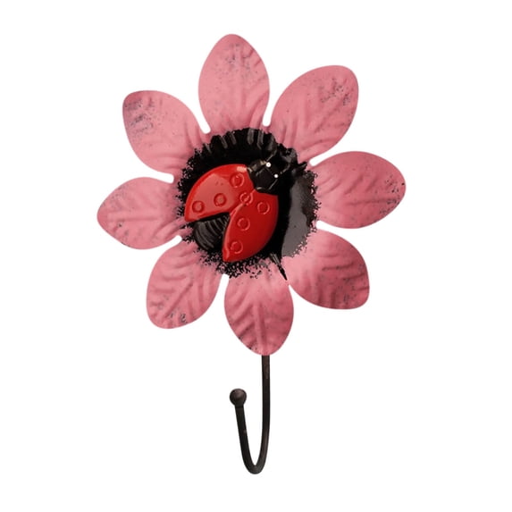 LACKUST Kitchen Hook Organiser,Decorative Wall Hooks Decor Decorative Wall Hanger Art Flower Iron Hook Flower Wall Hook Kitchen Hooks Wall Coat Hooks Child Hat,Pink