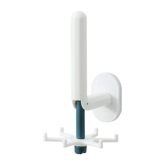 LACKUST Kitchen Hook Organiser,Home Multi-functional Kitchen Rotating Hook on The Wall Six-claw Punch- Strong Load-bearing Viscose Wall Hook,Blue