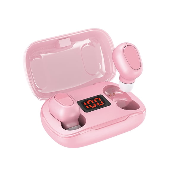 LACKUST L21 Pro 9D Stereo Sports Earbuds,Clearance Noise Cancelling Bluetooth Headphones for Kids,350mAh Charging Box,Wireless Bluetooth Headphones with Microphone,Pink
