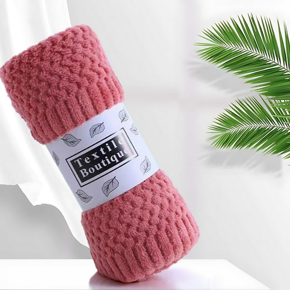 LACKUST Large Bath Towels,Coral Velvet Towel - Soft and Absorbent Household Towel - Warp Knitted with Auspicious Lattice Design,Orange