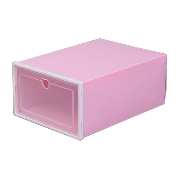LACKUST Large Clear Stackable Shoe Box - Pink Flip Top Plastic Shoe Storage Organizer for Closet, 12.2"x8.3"x4.7"